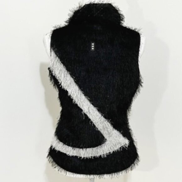 Jamie Sadock Sleeveless Fringe Top Black & Silver w/ Cowl Neckline - Picture 4 of 5